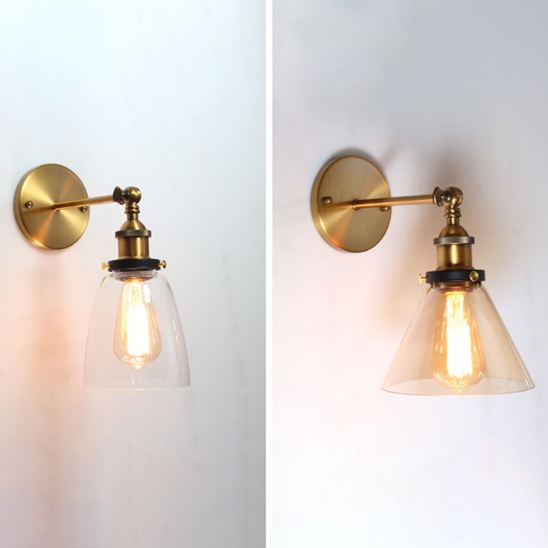 Loft Industrial Wall Mount Light Single Light Glass Shade Sconce Light for Bedside Restaurant