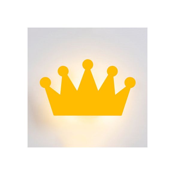 Mooie cartoon kroon wandmuur licht houten energiebesparende ledwand sconce voor kinderslaapkamer