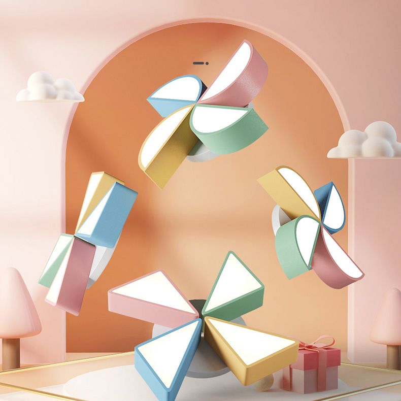 LED Bedroom Flush Mount Light Fixture Macaron Multi-Color Flush Ceiling Light with Windmill Acrylic Shade