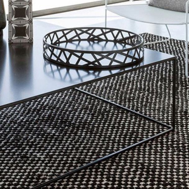 Mid-Century Modern Iron Square Coffee Table with Frame Base Cocktail Table