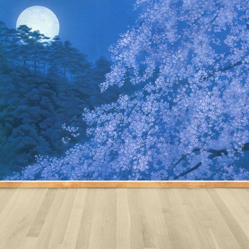 Extra Large Flower Blossom Mural Blue Non-Woven Wall Art for Home Decor, Personalised