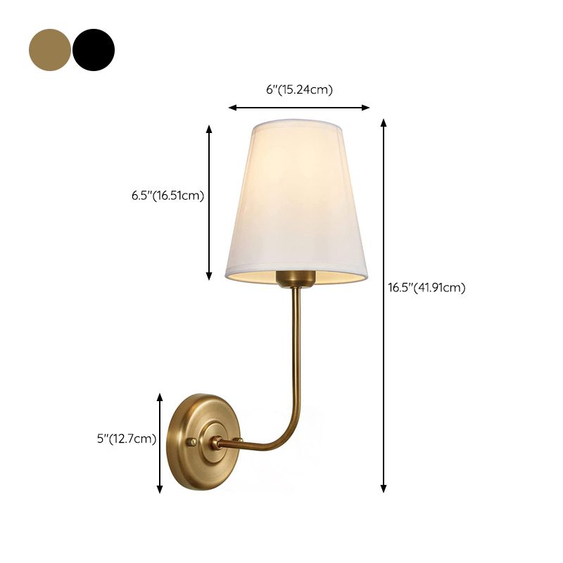 Modern Brass/Black Bathroom Vanity Light Metal Bath Bar with Fabric Shade