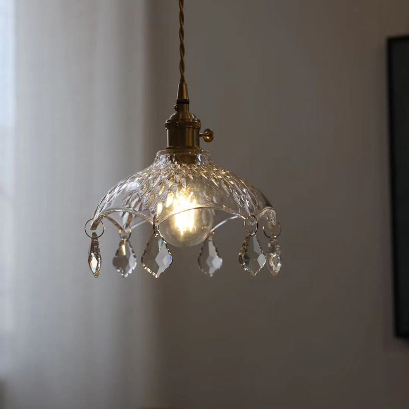 Pendre de style moderne 1 lumière minimalisme verre et cristal suspendu pour le chevet