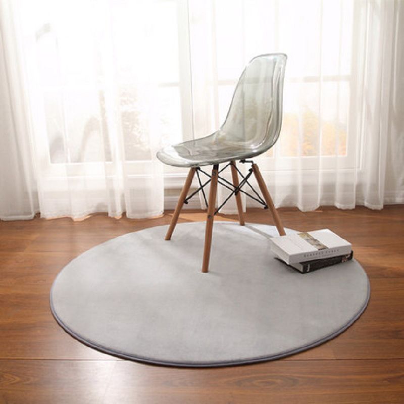 Circular Shape Villus Solid Color Rug Stain Resistant Loom Rug for Bedroom