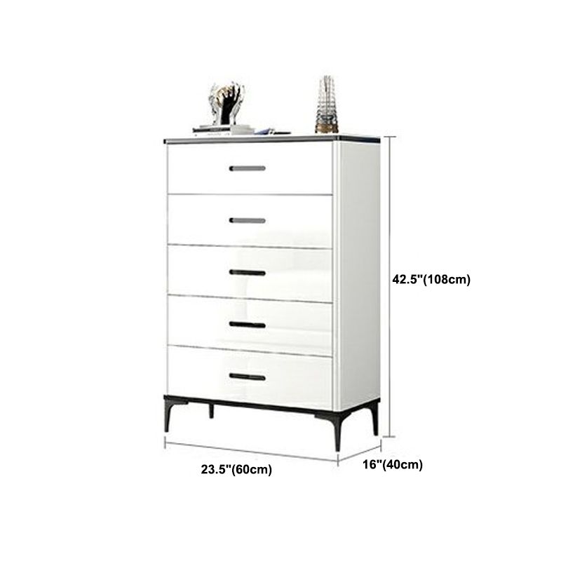 Contemporary Chest White Double Dresser with Metal Feet for Home