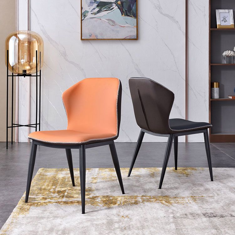 Modern Dining Chairs Faux Leather Side Chairs without Armrest for Dining Room