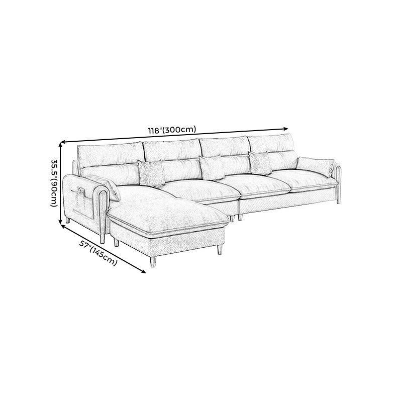 Scandinavian Beige Straight Arm Sofa/Sectional with Removable Cushions
