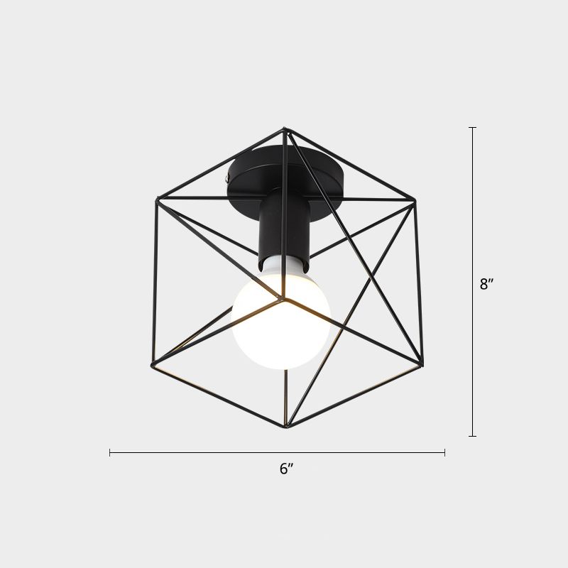 Lámpara de techo incorporada de pequeño Canal de jaula, lámpara de techo negra de metal industrial