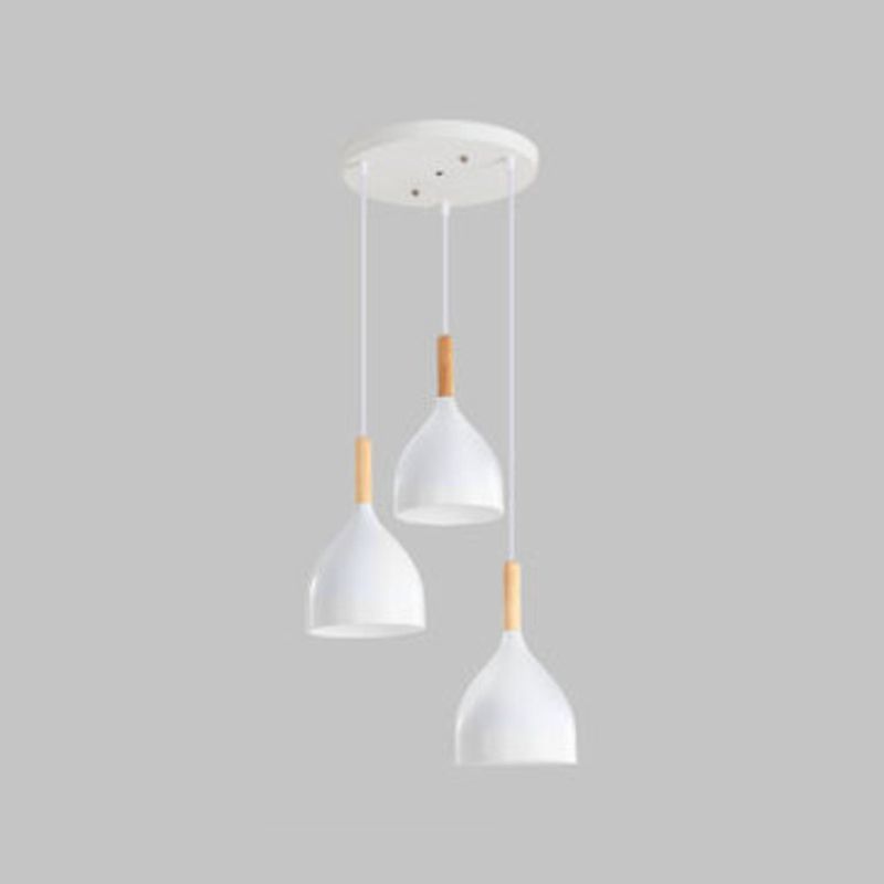 3 Lights Dining Room Pendant Lighting Macaron Metal Raindrop Shaped Multiple Hanging Light