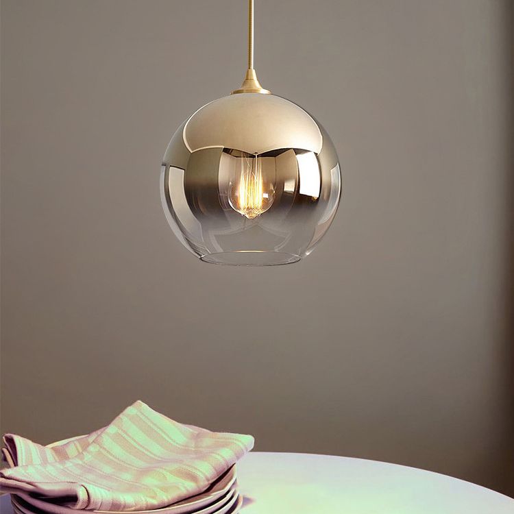 Modern Luxury Indoor Pendant Light Wrought Iron Globe Hanging Lamp with Glass Shade