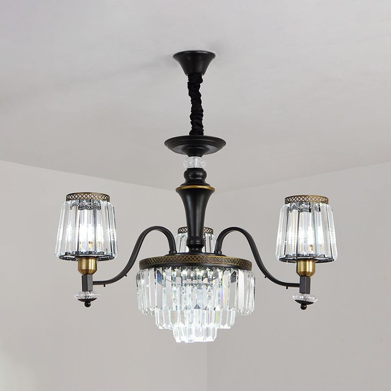 Black Black Crystal Block Vintage Light Vintage Light Vintage Lampada lampadario lampadario lampadario lampadario sala da pranzo