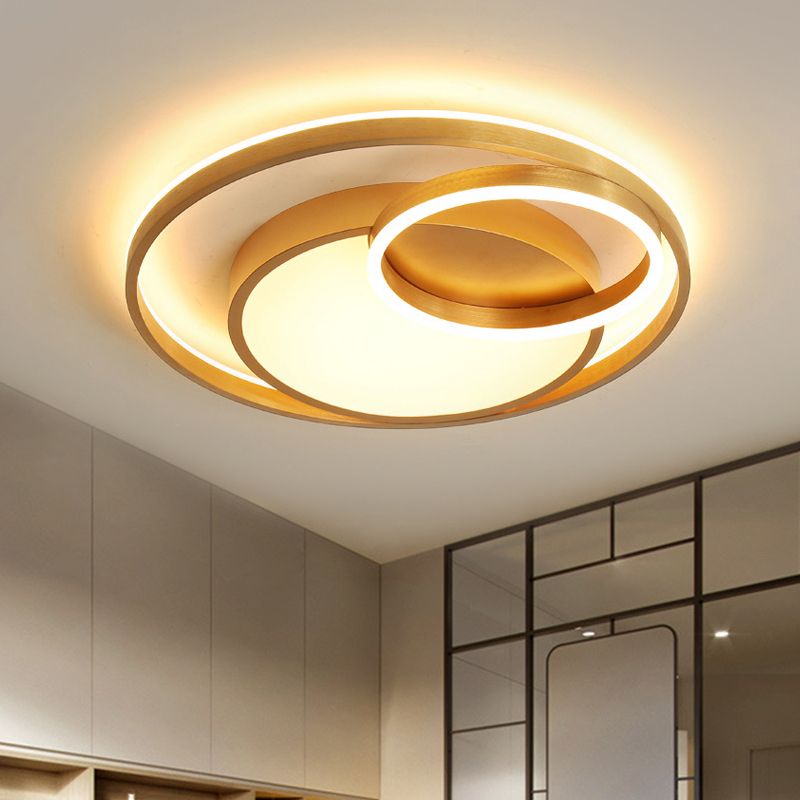 16"/23.5" Wide Circle Acrylic Ceiling Lamp Postmodern Gold LED Flush Mount Light Fixture, Warm Light/White Light/Remote Control Stepless Dimming