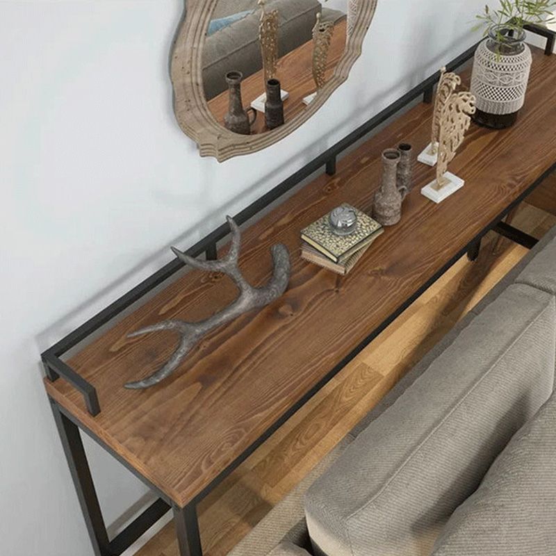 Industrial Bar Height Table Solid Wood Top Bistro Pub Table with Metal Legs