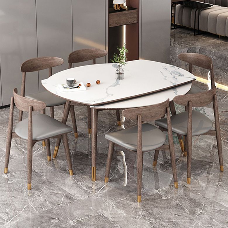 Modern Dining Set 1/4/7 Pieces Folding Dining Table with Open Back Dining Side Chairs