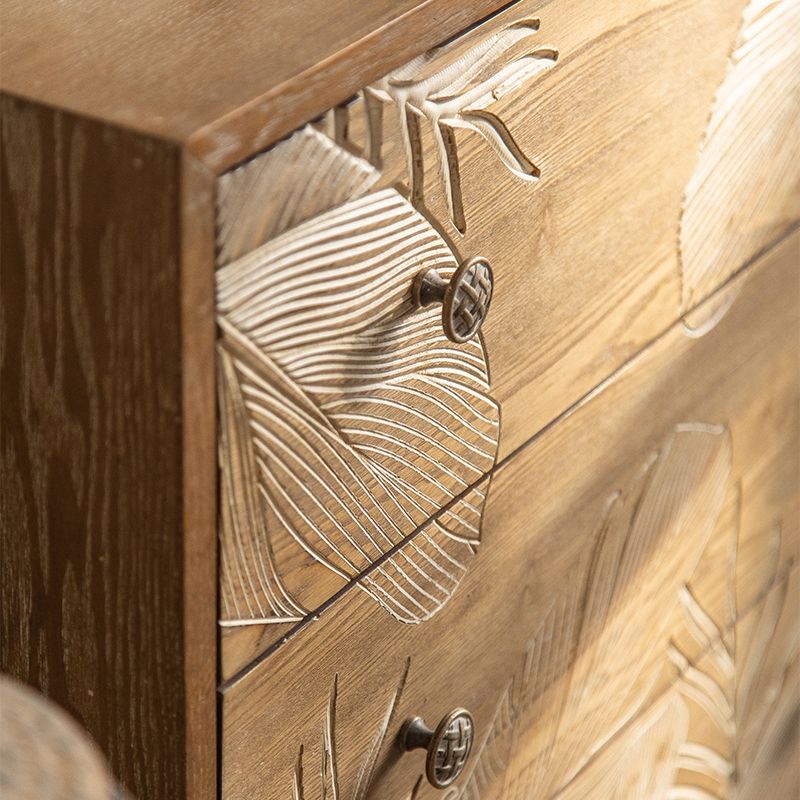 Brown Chest with Drawers , Distressed Wood Rectangle Cabinet