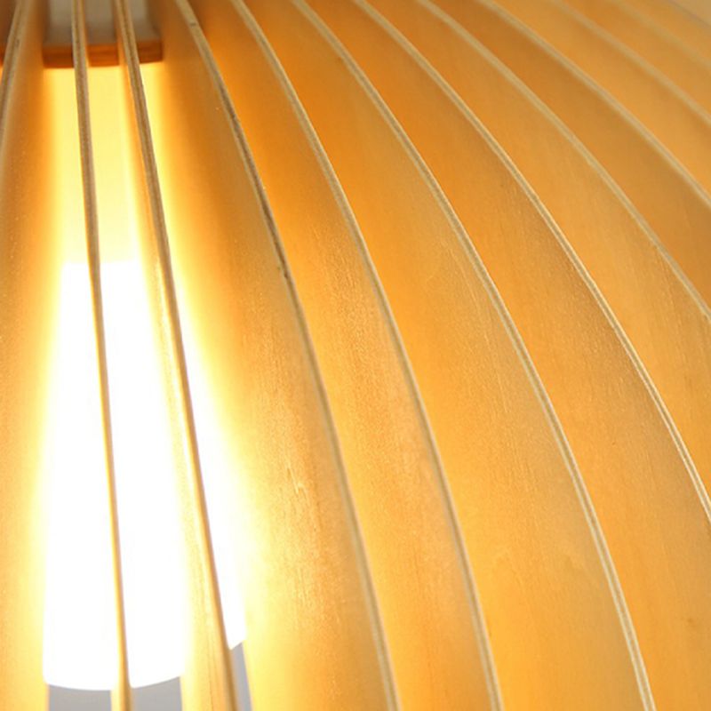 Wood Ceiling Pendant Light Modern Pumpkin Home-Stay Down Lighting with 1 Light