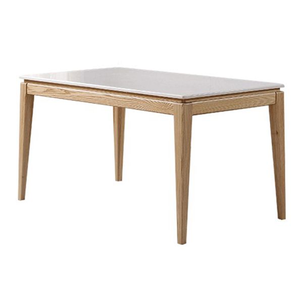 Rectangle Home Dining Table Simplicity Dinner Room Sintered Stone Table with 4 Wood Legs
