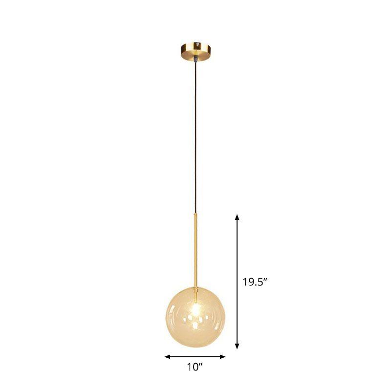 Hand-Blown Glass Globe Hanging Lamp Minimalism 1 Light Gold Finish Ceiling Pendant