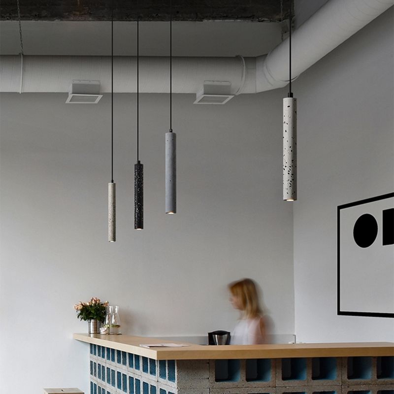 Modern Style Hanging Light Fixture 1-Light Pendant Lamp with Stone Shade for Living Room