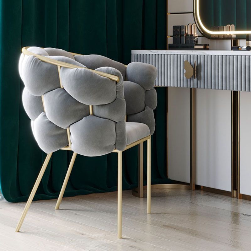 Nordic Design Armless Chair Velvet Solid Back Dining Chairs for Home