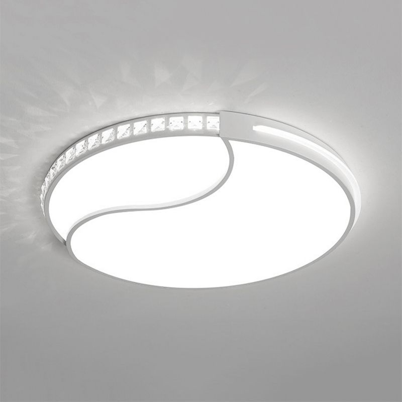 16.5"/20.5"/24.5" Wide Crystal Circular Flush Mount Lighting Contemporary LED Ceiling Light Fixture in Warm/White Light