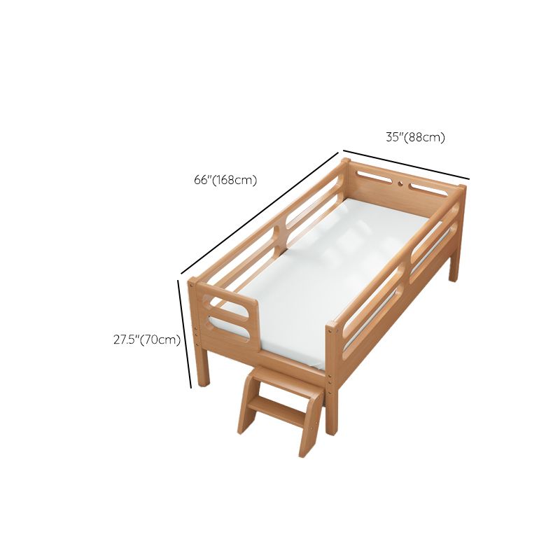 Natural Contemporary Solid Wood Nursery Bed with Guardrail for Bedroom