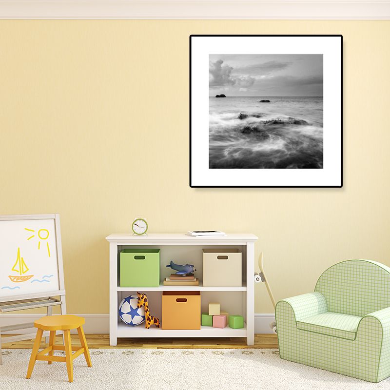Photograph Ocean Canvas Print Dark Color Modern Wall Art Decor for House Interior