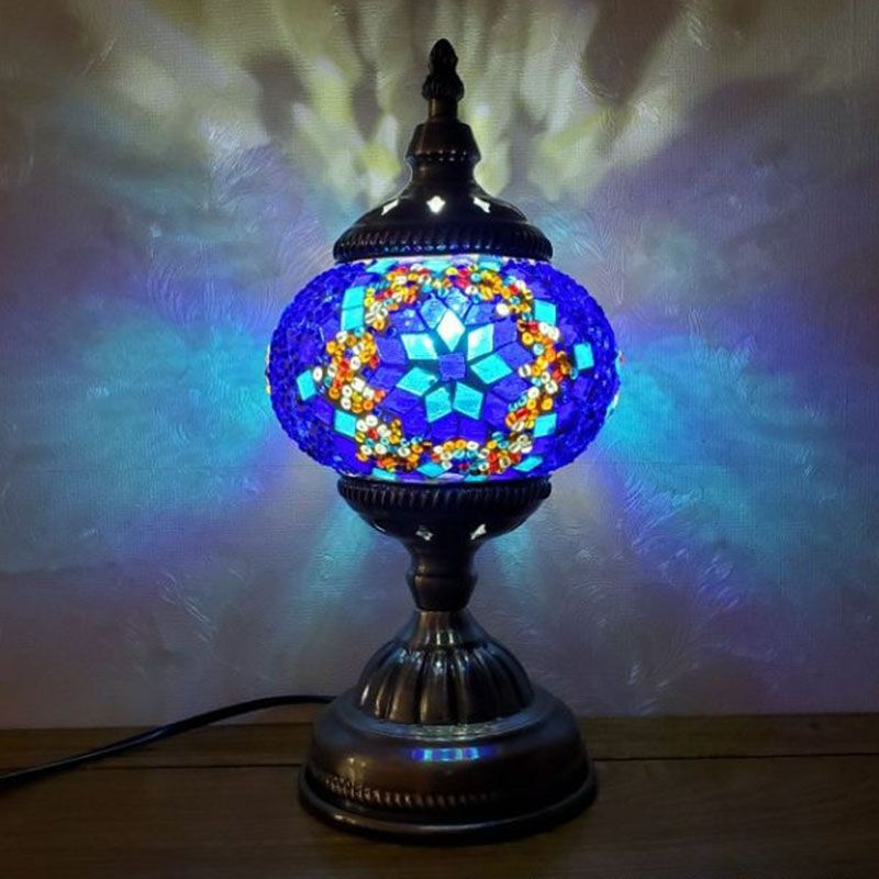 Turkish Oblate Nachttischlampe Single-Bulb-Glasschifftischleuchte für das Restaurant