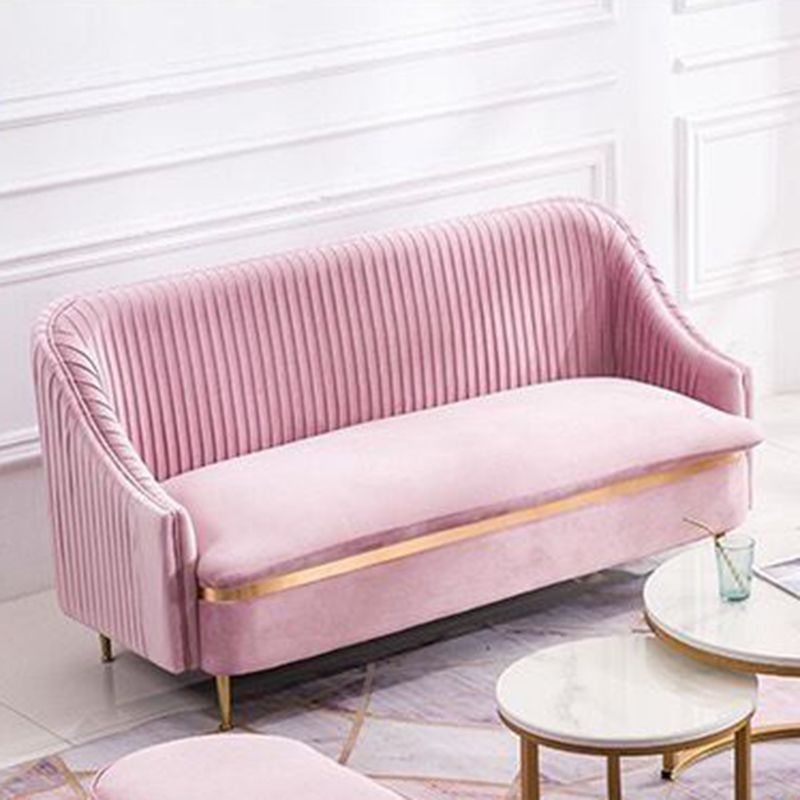 Contemporary Velvet Sofa with Swen Pillow Back and Slopped Arm
