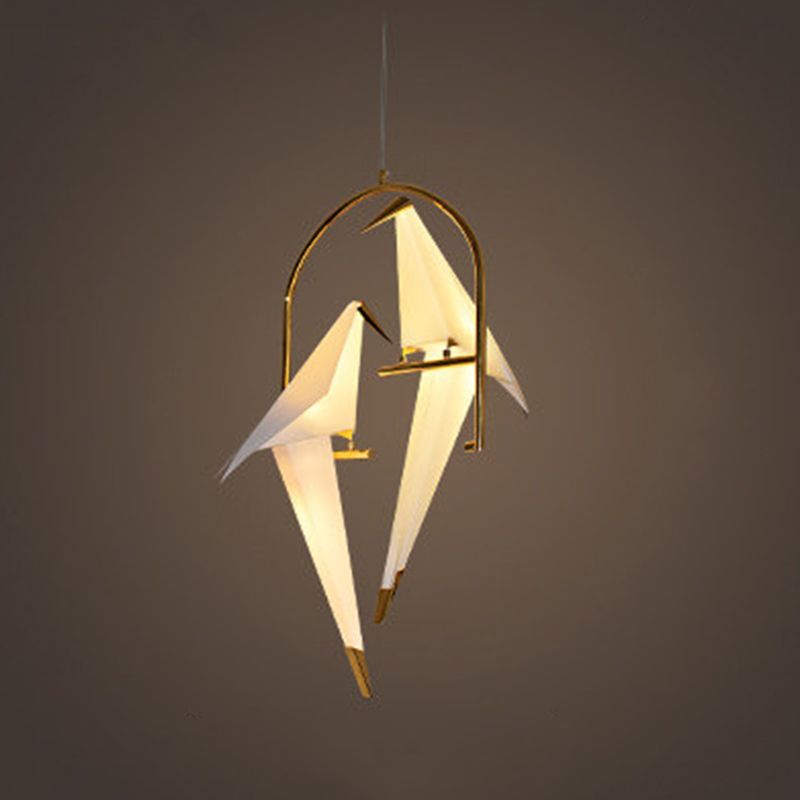 Bird Shaped Plastic LED Ceiling Lighting Modern White Chandelier Light Fixture for Restaurant