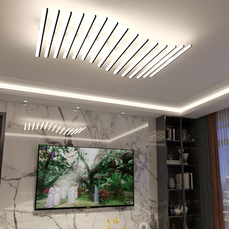 Luminaires encastrés en métal, plafonniers linéaires modernes pour chambre à coucher avec abat-jour en acrylique