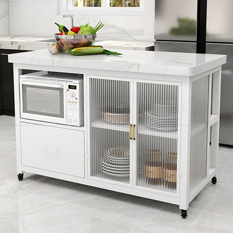 Modern Prep Table Rectangular Rolling Dining Room Kitchen Trolley