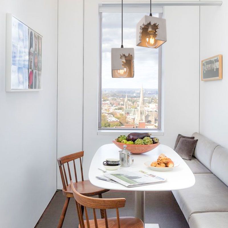 Notch Design Cement Hanging Light Creative Single Bulb Mini Ilumining Pending para Bar Cafe Shop