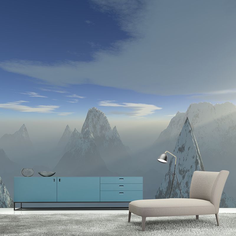 Washable Stain Resistant Mural Wallpaper Mountain Illustration Indoor Wall Mural