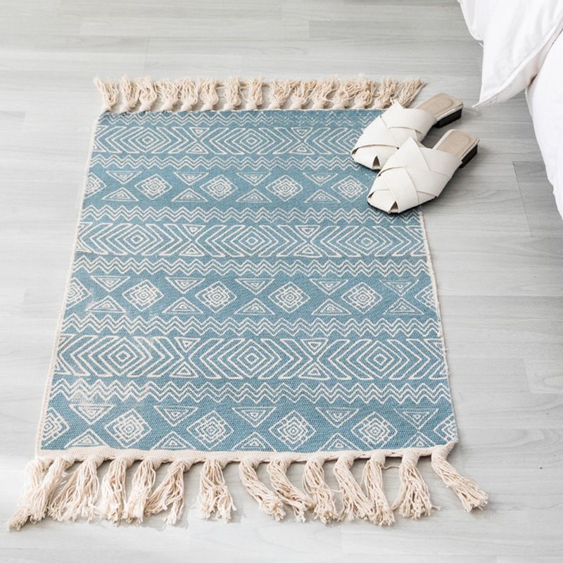 Rapis boho multi-couleurs Mélange de coton Southwestern Modèle Tapis à main le tapis lavable de machine à main avec gland pour la décoration
