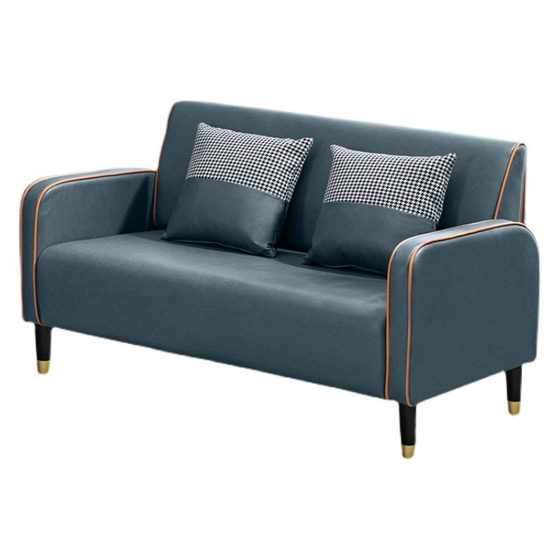 Glam Tight Back Square Arm Living Room Faux Leather Standard Seating