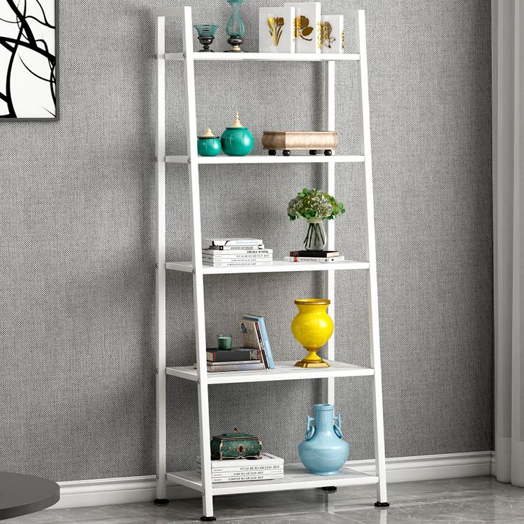 Modern Style Ladder Bookshelf Open Back Metal Bookcase for Home