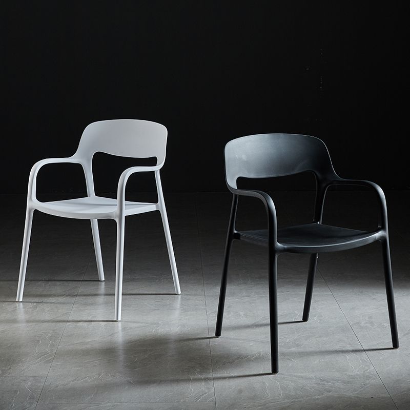 Plastic Open Back Stacking Arm Chair Contemporary Meeting Room Dining Chair