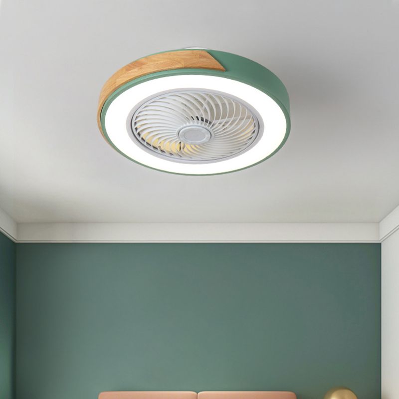 Runde Farbblöcke Deckenventilator Leuchte LED LED Metal Halbmontage Beleuchtung für Schlafzimmer