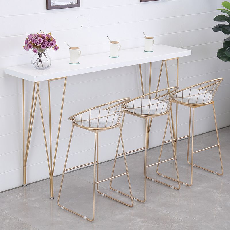 Glam Style Rectangle Bar Table Wood Bar Height Table with 4 Legs