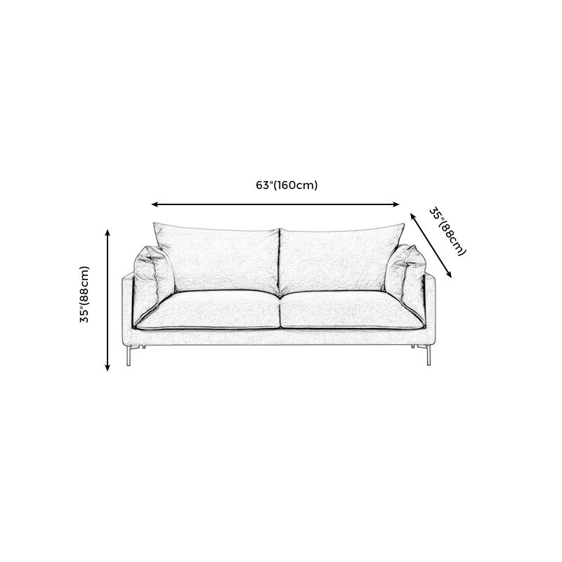 Modern Living Room Fabric Sofa Recessed Arm Loveseat with Black Legs