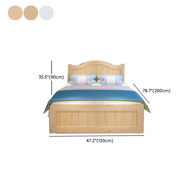Contemporary Solid Color Standard Bed Wood Storage Camelback Bed Frame