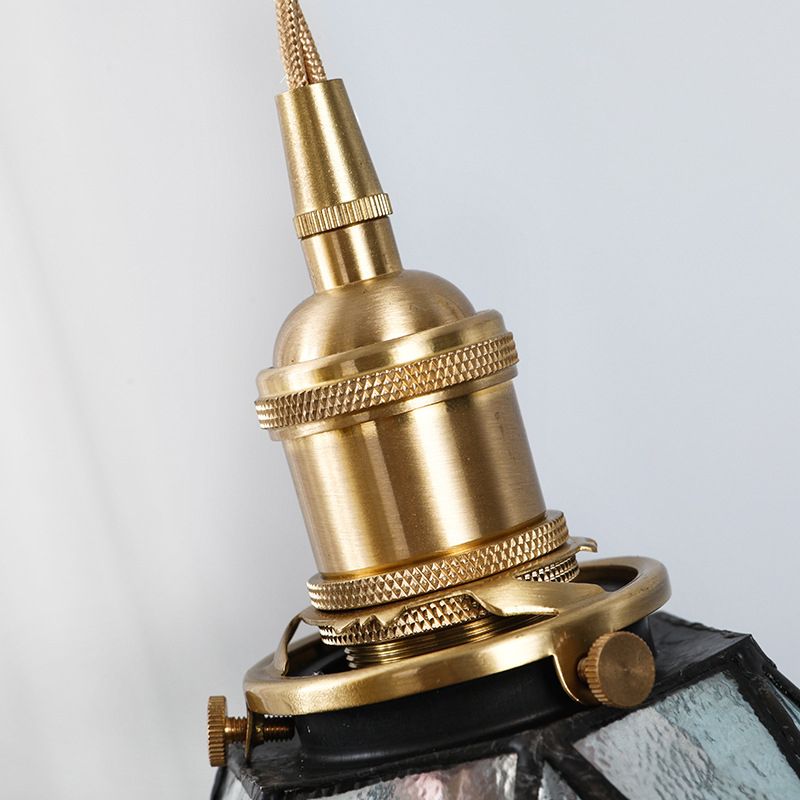 Icy Clear Glass Hanging Lamp Geometric 1 Light Tiffany-Style Pendant Light Fixture