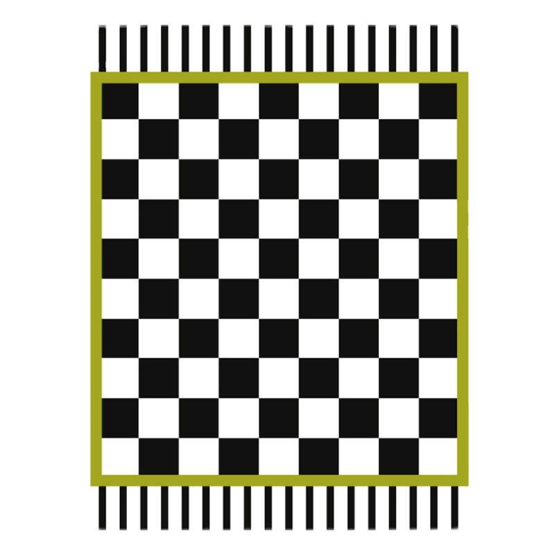 Modern Plaid Print Area Carpet Black Polyester Area Rug Non-Slip Backing Rug for Home Decor