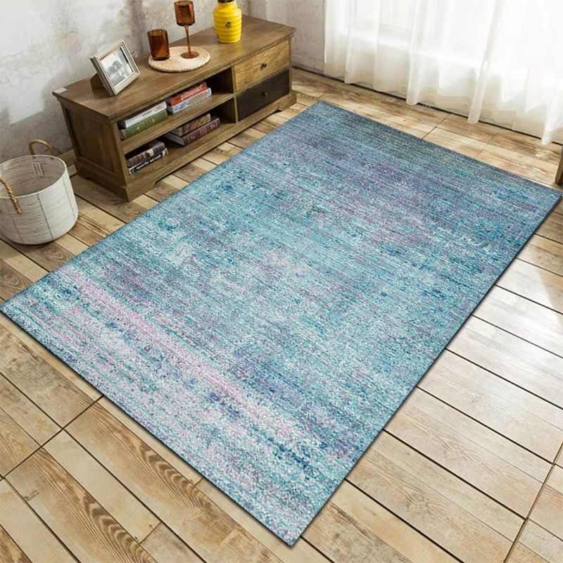 Simple Abstract Rug Blue Modern Rug Polyester Washable Pet Friendly Anti-Slip Carpet for Living Room