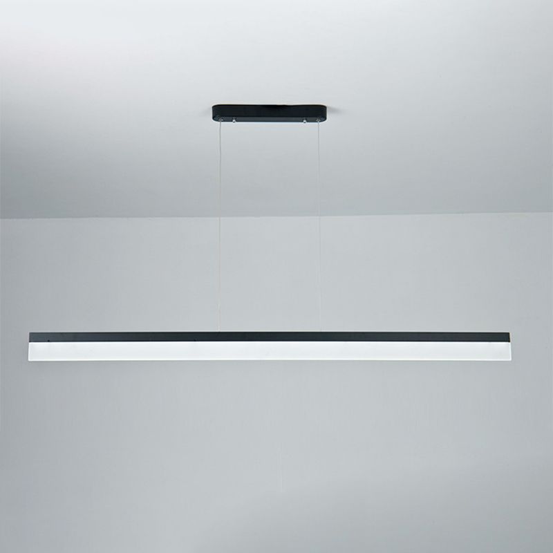 Black Ultrathin Linear Ceiling Lamp Simple 23.5"/35.5"/47" Wide LED Acrylic Hanging Pendant for Office