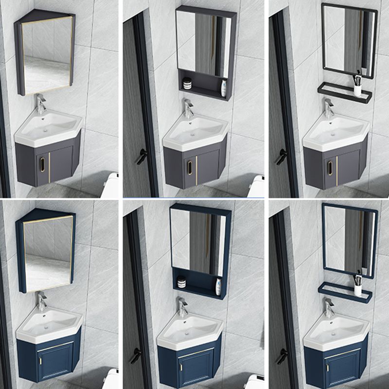 Wall Mounted Corner Bathroom Vanity Cabinet Triangular Abstract Vanity Sink