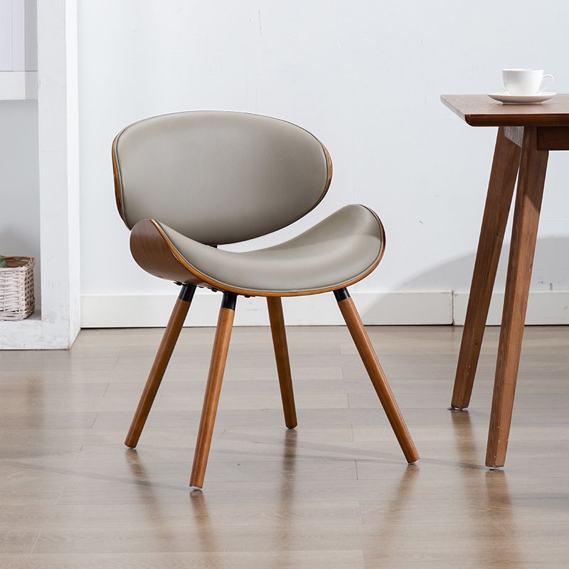 Contemporary Style Leather Dining Chair Open Back Dining Side Chair for Kitchen