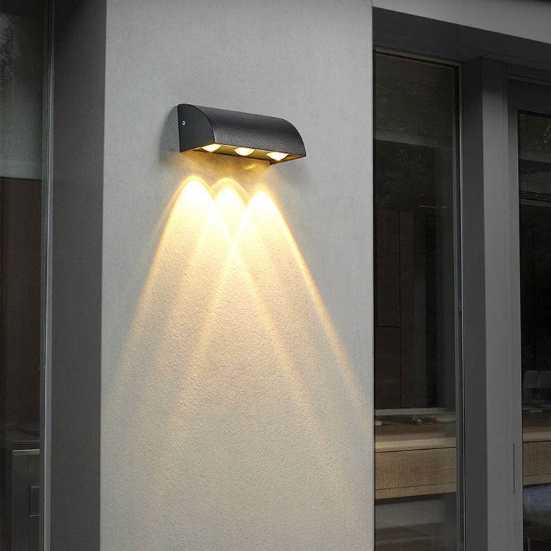 3-Light White/Black Wall Mounted Sconce Shaded Wall Light for Outdoor