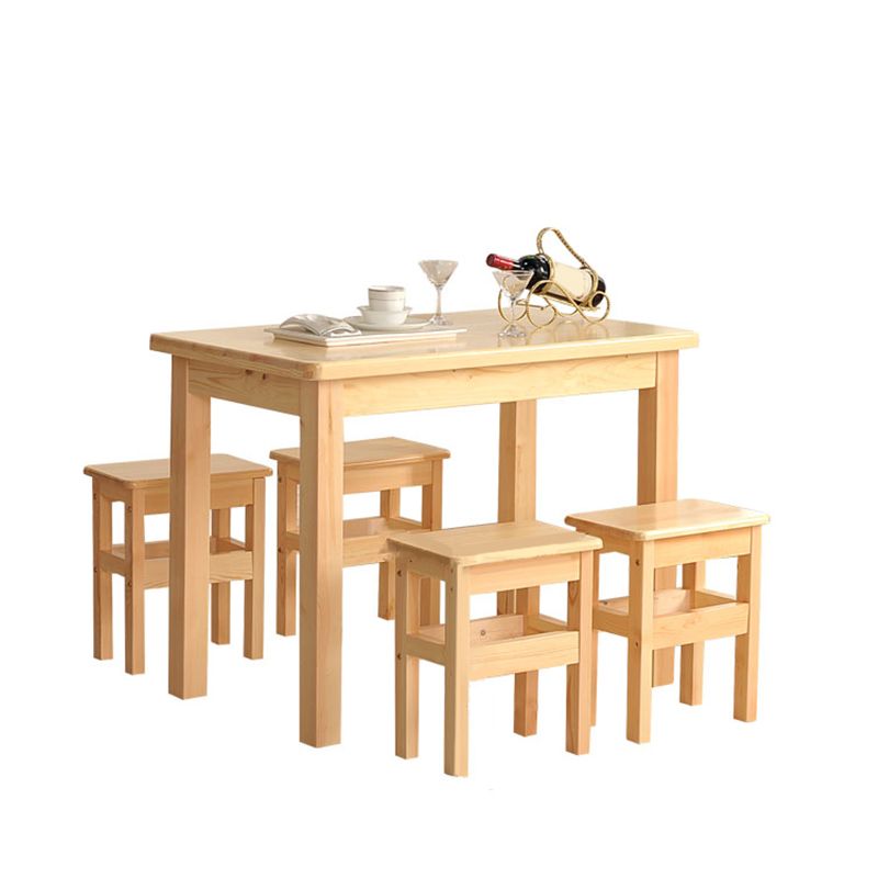 Modern 1/5 Piece Solid Wood Dining Room Rectangle Furniture Set